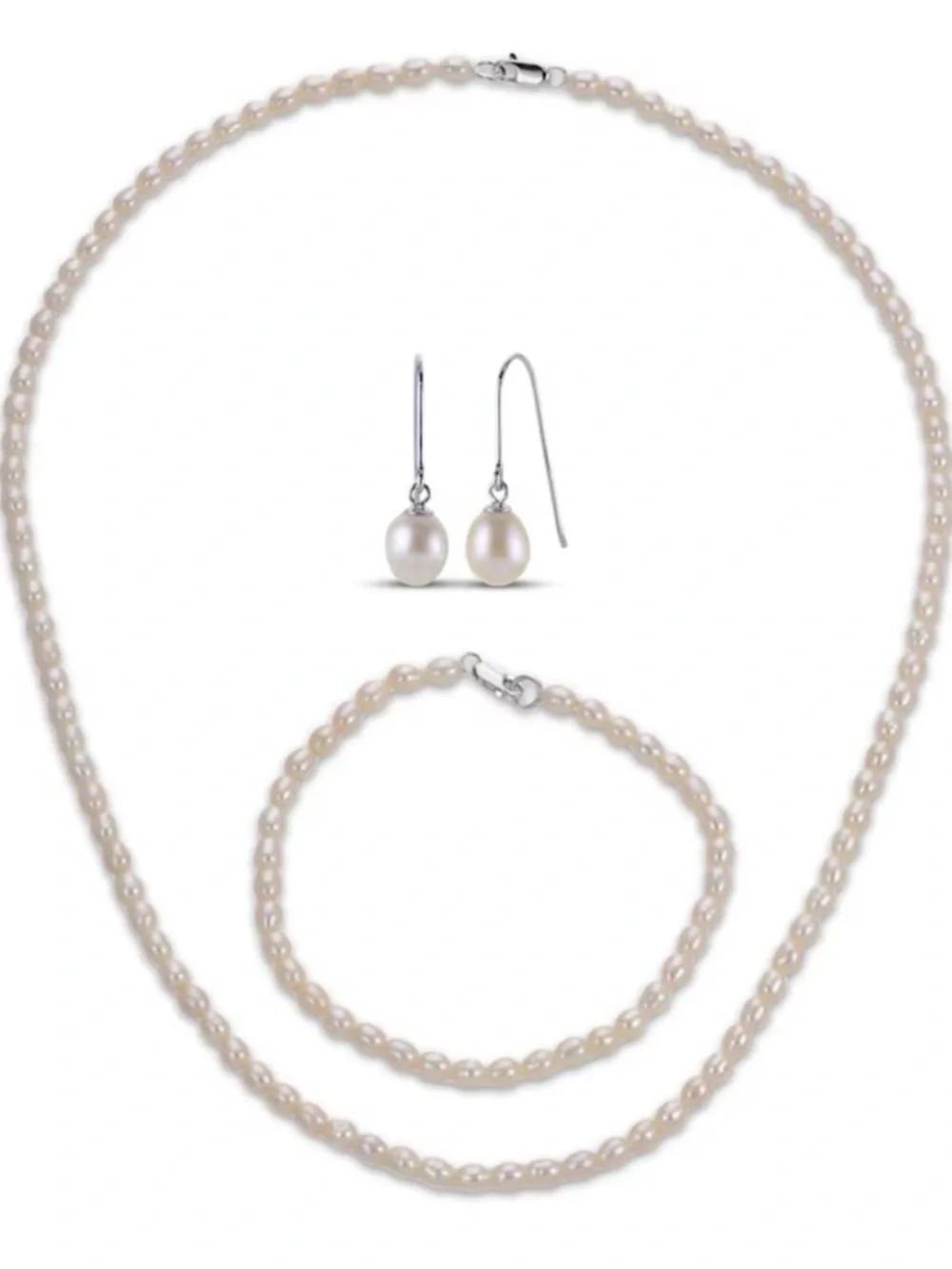 Kay Jewelers Freshwater Cultured Pearl Necklace, Bracelet & Drop Earrings Set - Picture 6 of 11